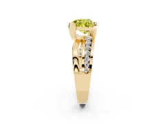 Fancy Yellow Heart Cut Diamond Solitaire Ring Set in Yellow gold with Channel Set Split Shank and Tension Prongs