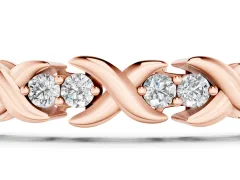 Round Diamond Tennis Bracelet Set in Rose gold with X-Link Band and Prong Setting