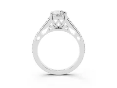 Oval Cut Diamond Prong Set Solitaire Engagement Ring Set in Platinum with Pavé Band