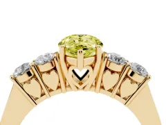 Fancy Yellow Pear Cut Diamond Five-Stone Prong Set Band Ring Set in Yellow gold with Polished Band