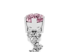 Fancy Pink Marquise Cut Diamond Ring Set in White gold with Scattered Round Accents