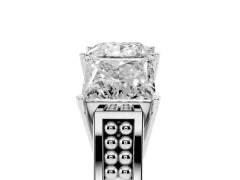 Princess Cut Diamond Three-Stone Ring Set in Silver with Textured Band