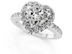 Heart Cut Diamond Pavé Halo Ring Set in Platinum with Prong Setting