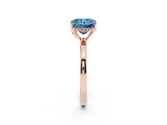 Fancy Blue Radiant Cut Diamond Solitaire Ring Set in Rose gold with Plain Band and Prong Setting