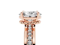 Oval Cut Diamond Solitaire Ring Set in Rose gold with Channel Set Band and Prong Setting
