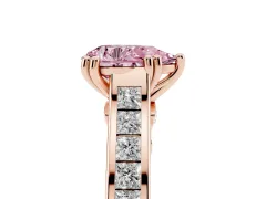 Fancy Pink Pear Cut Diamond Channel Set Solitaire Engagement Ring Set in Rose gold with Prong Setting