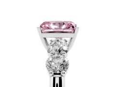 Fancy Pink Radiant Cut Diamond Five-Stone Prong Set Ring Set in White gold with Classic Band