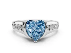 Fancy Blue Heart Cut Diamond Bezel-Set Solitaire Ring Set in Platinum with Channel-Set Band
