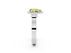 Fancy Yellow Pear Cut Diamond Halo Ring Set in Silver with Pavé-Lined Split Shank Band