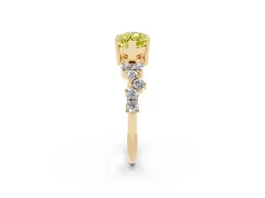 Fancy Yellow Marquise Cut Diamond Ring Set in Yellow gold with Scattered Round Accents
