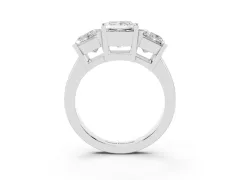 Princess Cut Diamond Three-Stone Ring Set in Platinum with Channel-Set Band and Prong Settings