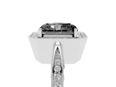 Fancy Black Radiant Cut Diamond Halo Engagement Ring Set in Platinum with Accent Split Shank Band