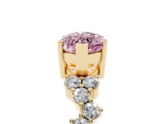 Fancy Pink Marquise Cut Diamond Ring Set in Yellow gold with Scattered Round Accents