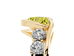 Fancy Yellow Heart Cut Diamond Bezel Bypass Ring Set in Yellow gold with Round Accents