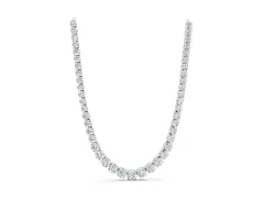 Round Diamond Tennis Necklace Set in White gold with Prong Setting