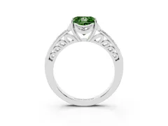 Fancy Green Princess Cut Diamond Halo Ring Set in White gold with Channel Set Band and Prong Setting