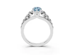 Fancy Blue Marquise Cut Diamond Solitaire Ring Set in Platinum with Pavé-Set Band and Prong Setting