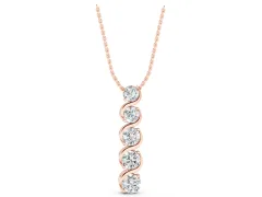 Round Diamond Swirl Pendant Set in Rose gold with Prong-Set Stones