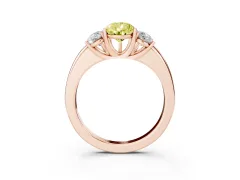 Fancy Yellow Pear Cut Diamond Three-Stone Ring Set in Rose gold with Bold Center and Classic Band