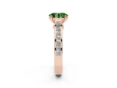 Fancy Green Oval Cut Diamond Channel Set Solitaire Engagement Ring Set in Rose gold with Prong Setting