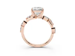 Princess Cut Diamond Solitaire Ring Set in Rose gold with Twisted Marquise Accent Band