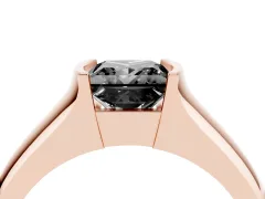 Fancy Black Princess Cut Diamond Bezel Solitaire Ring Set in Rose gold with Wide Band