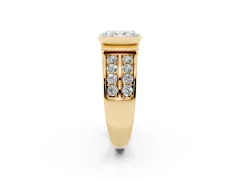 Radiant Cut Diamond Wide Channel Set Band Ring Set in Yellow gold with Bezel Setting