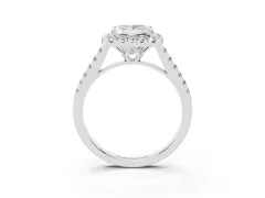 Princess Cut Diamond Pavé Halo Engagement Ring Set in Platinum with Pavé Band and Prong Setting