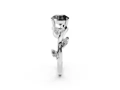 Fancy Black Round Cut Diamond Solitaire Ring Set in Platinum with Twisted Marquise Accent Band
