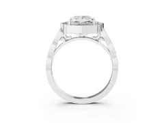 Princess Cut Diamond Halo Engagement Ring Set in Platinum with Milgrain Band and Prong Setting