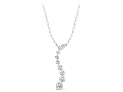 Round Diamond Graduated Pendant Set in White gold with Cascading Prong Setting