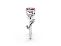 Fancy Pink Radiant Cut Diamond Solitaire Ring Set in Platinum with Twisted Marquise Accent Band