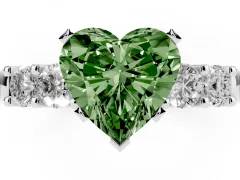 Fancy Green Heart Cut Diamond Five-Stone Prong Set Engagement Ring Set in Platinum with Channel Band