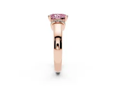 Fancy Pink Radiant Cut Diamond Pavé Band Solitaire Ring Set in Rose gold with Prong Setting