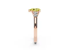 Fancy Yellow Pear Cut Diamond Five-Stone Prong Set Band Ring Set in Rose gold with Polished Band