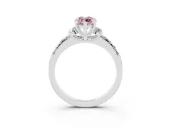 Fancy Pink Marquise Cut Diamond Three-Stone Pavé Ring Set in White gold with Prong Setting