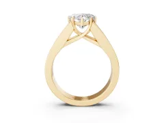Heart Cut Diamond Solitaire Ring Set in Yellow gold with Channel-Set Accent Stones and Prong Setting