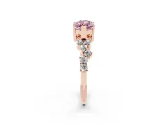 Fancy Pink Marquise Cut Diamond Ring Set in Rose gold with Scattered Round Accents