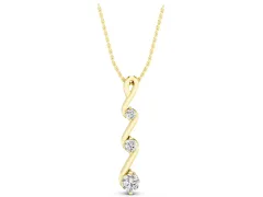 Three-Stone Round Diamond Twist Pendant Set in Yellow gold with Prong Setting