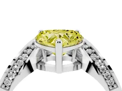 Fancy Yellow Heart Cut Diamond Solitaire Engagement Ring Set in Platinum with Pavé Shoulders
