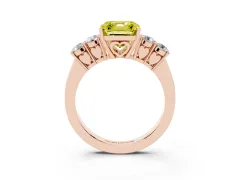 Fancy Yellow Asscher Cut Diamond Five-Stone Prong Set Band Ring Set in Rose gold with Polished Band