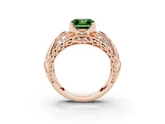 Fancy Green Asscher Cut Diamond Art Deco Ring Set in Rose gold with Pavé Split Shank