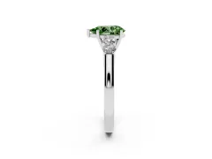 Fancy Green Pear Cut Diamond Five-Stone Prong Set Band Ring Set in Platinum with Polished Band