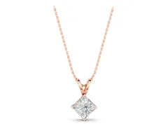 Princess Cut Pendant Set in Rose gold with Bezel Setting