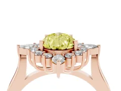 Fancy Yellow Pear Cut Diamond Cluster Halo Ring Set in Rose gold with Marquise and Round Accents