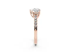 Heart Cut Diamond Solitaire Engagement Ring Set in Rose gold with Pavé Band and Prong Setting