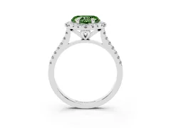 Fancy Green Heart Cut Diamond Cushion Halo Ring Set in White gold with Pavé Band
