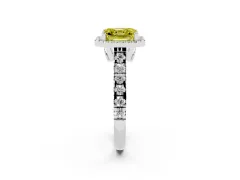 Fancy Yellow Asscher Cut Diamond Halo Engagement Ring Set in Silver with Pavé Band and Prong-Set Center