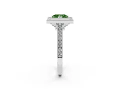 Fancy Green Princess Cut Diamond Halo Milgrain Pavé Band Ring Set in Silver with Prong Setting