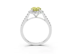 Fancy Yellow Oval Cut Diamond Halo Pavé Engagement Ring Set in Silver with Prong Setting